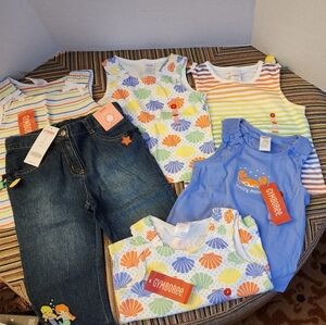 NWT Lot of 7 Gymboree Girls Shirts, skirt and Pants in Size 4 and 4T Seashells
